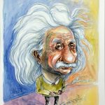 karykatura Alberta Einsteina, karykaturzysta, karykatura ze zdjęcia, karykatury na zamówienie