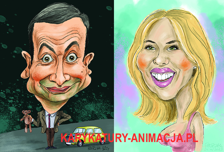 Karykatury cyfrowe Jasia Fasoli i Scarlett Johansson