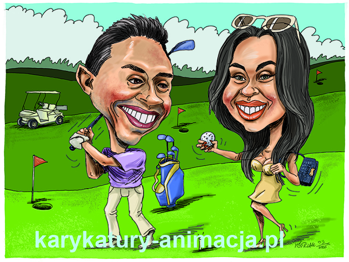 Cyfrowa karykatura dwóch osób