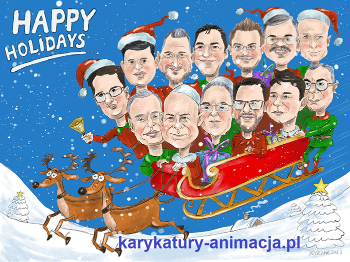 Grupowa karykatura cyfrowa